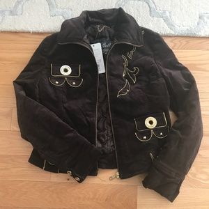 Chocolate Brown Corduroy Jacket - insulated, gold hardware